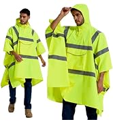 SRsafety Hi Vis Rain Poncho,High Visibility Rain Ponchos for Adults with Pocket,Safety Rain Jacke...
