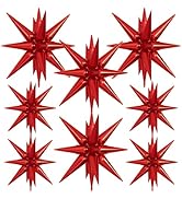 Adeyoo Star Balloons - Red Star Balloons 8 Pcs Foil Explosion Balloon Large One-Piece 14-pointed ...