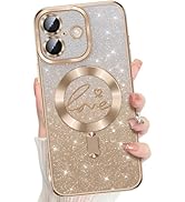 Misscase Magnetic Glitter Case for iPhone 17,Gradient Love Hearts Plating Phone Case Compatible w...