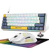 60% Mechanical Gaming Keyboard and Mouse,Wired Compact PC Keyboard with Red Switch,RGB LED Backli...