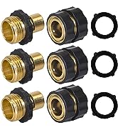 Hourleey Garden Hose Quick Connector, 3/4 Inch Male and Female Garden Hose Fitting Quick Connecto...