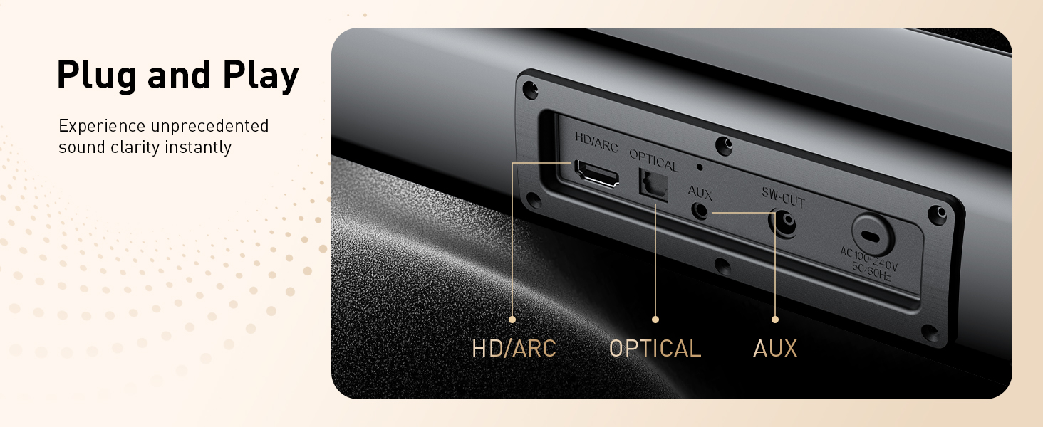 Wide Compatibility.HD/ARC USB OPTICAL AUX