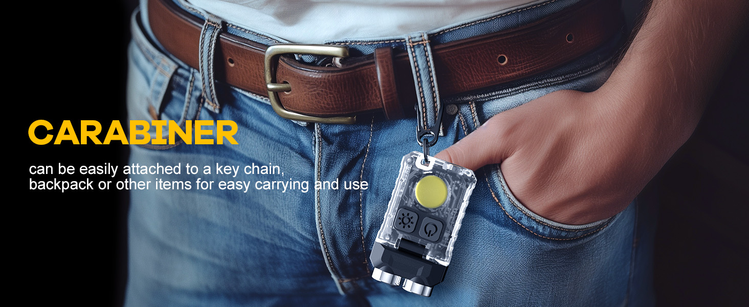 Magnetic Keychain Flashlight with Carabiner