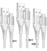 USB Type C Charger Fast Charging Cable 3/6/10Ft 3.1A USBC Charger Cord Nylon Braided Compatible w...