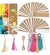 SWATOM Kraft Paper Blank Bookmarks Cardstock 70 PCS Bulk for DIY Classroom Projects Gifts Tags wi...