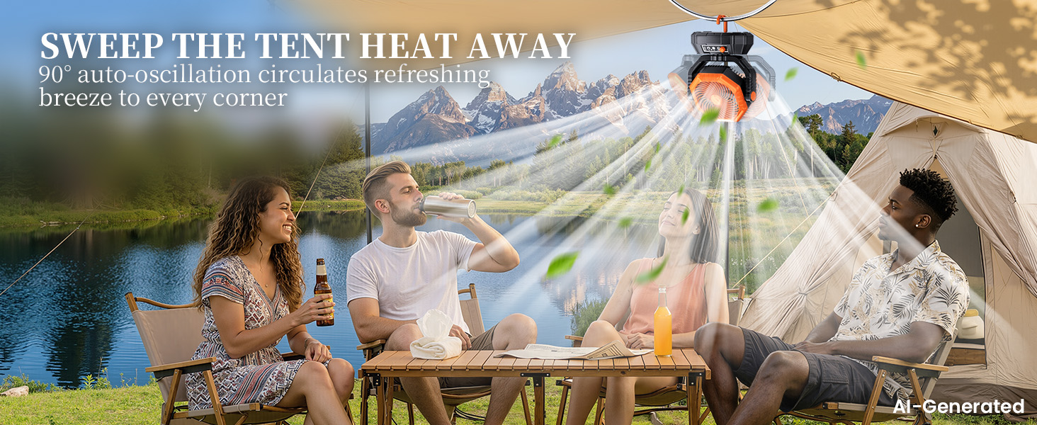 Cool air for everyone. No more fighting over this oscillating rechargeable camping fan