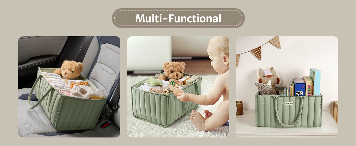 diaper caddy is perfect in the car, for nursery storage, as a pumping station, diaper organizer