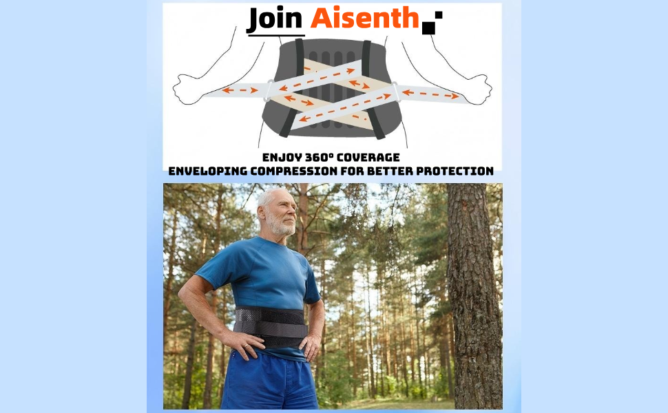 Aisenth lumbar support features 360-degree wrap-around coverage for enhanced comfort.