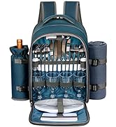 Hap Tim Picnic basket backpack for 4 Person with Blanket, Wine Holder, Cooler Compartment, Cutler...
