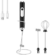 BEoffer Milk Frother Handheld + Stand Rechargeable 2000mAH Power Frother Wand Electric Foam Maker...