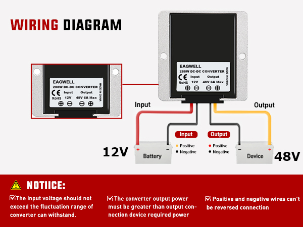 12V to 48V Boost Converter, 288W 6A Step Up Converter for Golf Carts, Club Car, Solar System, RV