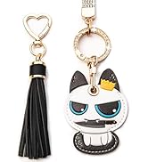 Airtag Keychain Cute Anime Leather Keychain with Bling Keychain Wristlet and Tassel Bag Charm