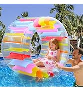 Zcaukya 65"/47" Giant Inflatable Wheel Roller, Colorful Water Rolling Wheel Float for Kids Summer...