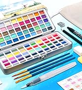 SRUOLOC Watercolor Paint Set 100 Colors, Travel Watercolor Set with Portable Carrying Case, Paper...