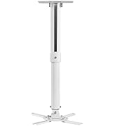 suptek White Projector Ceiling Mount Bracket Fits Flat or Sloped Ceiling Height Adjustable with E...