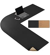 MAIDERN 47 Inch L Shaped Corner Desk Mat, Cork &amp; Leather Reversible Desk Pad for Gaming Computer ...