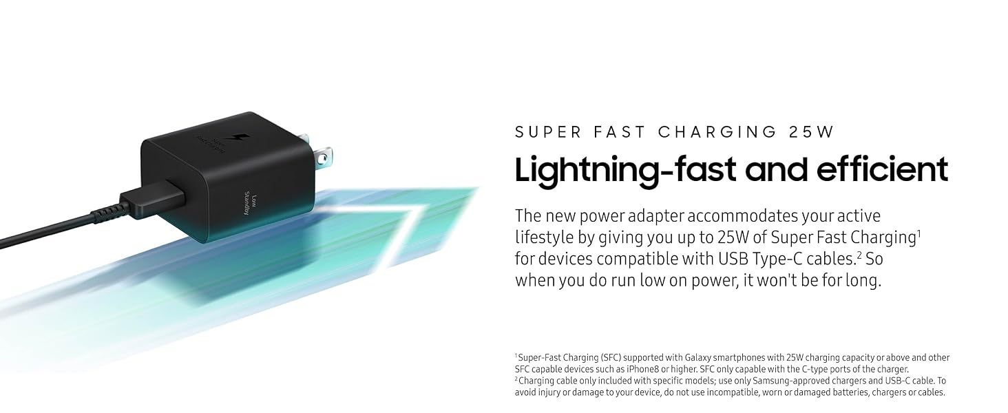 Samsung 25W Power Adapter with USB C Cable Black