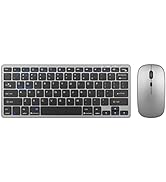 2.4G Bluetooth Wireless Keyboard and Mouse Combo, Multi-Device Ultra Slim Keyboard Mouse Combo wi...