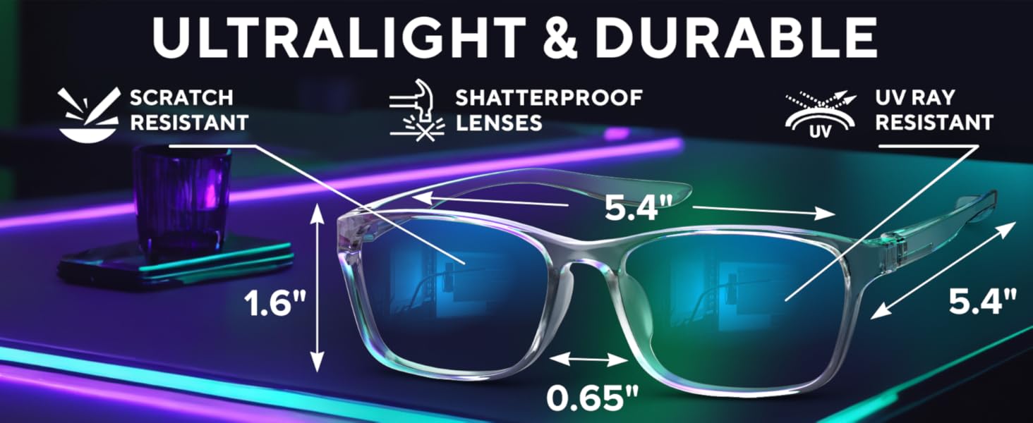 Ultralight And Durable - Scratch Resistant - UV Ray Resistant - Shatterproof Lenses