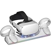 SAQCIO Charging Dock for Oculus Quest 2 with Color RGB Light, Magnetic Charger Station Both for H...