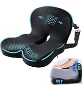 Mosxoed Ergonomic Seat Cushion with Adjustable Strap, Memory Foam Office Chair Seat Cushion with ...