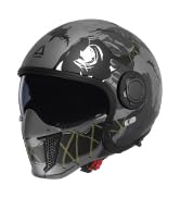 TRIANGLE Open Face Motorcycle Helmet 3/4 Half for Men with Extra Clear Visor Cruiser Scooter Stre...