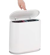 Slim Plastic Bathroom Trash Can With Lid,12L / 2.7 Gallon Pet &amp; Dog Proof Trashcan,Kitchen Trash ...