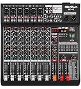 MICNAUX Audio Mixer 8 Channel Professional Sound Console Music Mixer with 320 DSP Effects, 7-band...