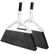 Szjyhqy Heavy Duty Angle Broom 2 Pack - White Broom for Outdoor &amp; Indoor, Garage, Driveway, Sidew...