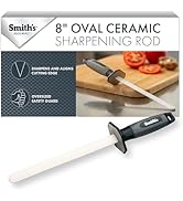 Smith’s 51205 8 Inch Oval Ceramic Sharpening Rod – Soft Rubber Handle – 2-Stage Sharpener – Kitch...