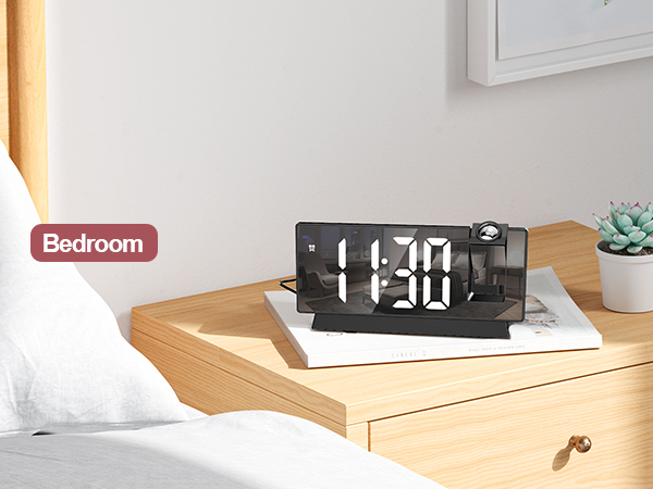 Projection Alarm Clock, 7.8&amp;#34; Mirror Digital Clock