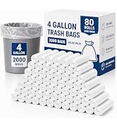 Delxo 4 Gallon Small Trash Bags, 2000 Count Bulk, Clear Bathroom Trash Bags | 17.7 x 19.6", Clear...