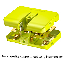  yellow 3 prong flat wall plug