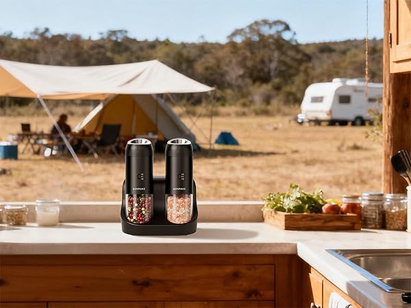 WONMAKE Gravity Electric Salt and Pepper Grinder Set