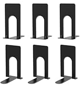 Optomni Book Ends, 3 Pairs of Small Bookends for Shelves, 3.9 x 2.8 × 5.2 in, Black Metal Book St...