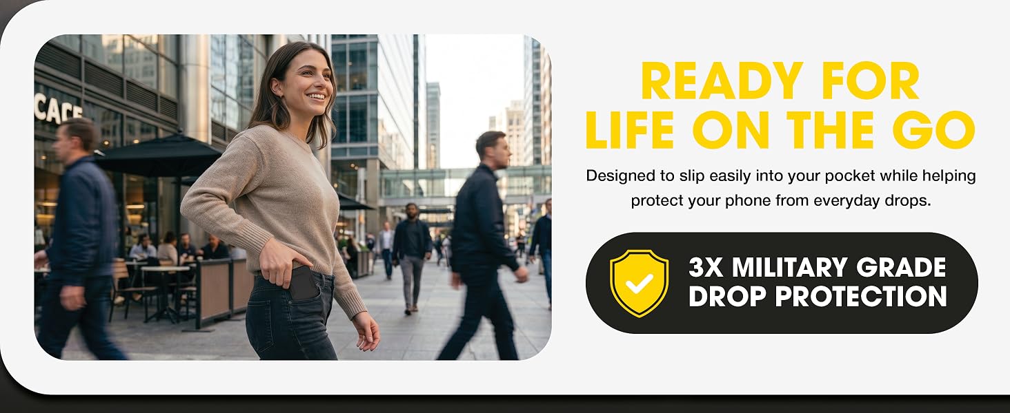 Lifestyle image with phone being inserted in pocket