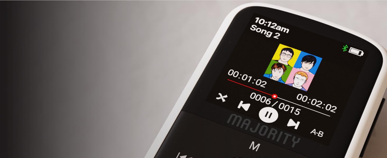 The MP3 Go comes with a vibrant color display, allowing you to enjoy clear, vivid visuals