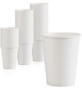 [200 Pack] 8 oz Disposable White Paper Cups - On the Go Hot and Cold Beverage All-Purpose Samplin...