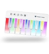 HACOCOLA Mini Keyboard Piano Toy, Portable Light Up Pocket Piano for Toddlers Kids (White)
