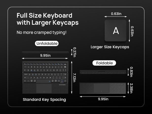 SODI Tri-Fold Bluetooth Keyboard with Touchpad