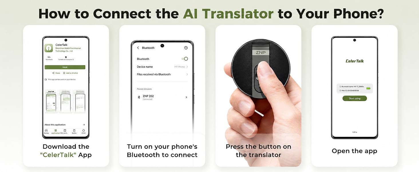 AI Translator Device, Smart Wearable Translator for 165 Languages Real-Time Two-Way Translatio