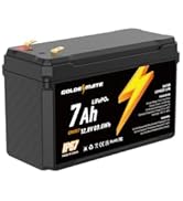 GOLDENMATE 12V 7Ah Lithium LiFePO4 Deep Cycle Battery, 5000+ Cycles, IP67 Waterproof Lithium Iron...