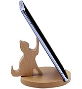 Amamcy Cute Cat Cellphone Stand Holder Wooden Smartphone Desk Holder for All Mobile Phones Animal...