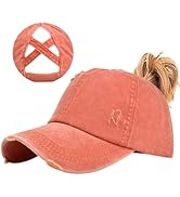 Enwokran Women Ponytail Hat Baseball Cap, Adjustable Criss Cross Buns Ponycaps High Bun Cotton Di...