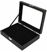 Focket Dustproof Pin Display Case, Black Shadow Box Frame with Hard Glass Door, Pin Collection Di...