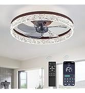 LEDIARY 20" Modern Ceiling Fans with Lights and Remote, Dimmable Low Profile Ceiling Fan, Flush M...