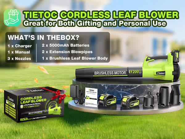 Leaf Blower Cordless, 21V Brushless Electric Leaf Blower