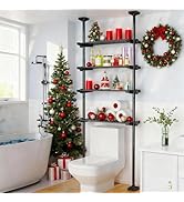 SUNALLY Over The Toilet Storage Shelf, 4-Tier Adjustable Over Toilet Bathroom Organizer,Tension-M...