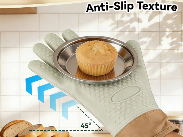 Silicone Oven Mitts with Five-Finger Design