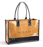 KALIDI PVC Tote Bag for Women Large Kraft Paper Work Handbag Jelly Purse | Travel Beach Totebag S...